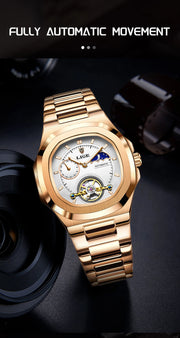 LIGE Classic Retro Men Watch Fashion Business Men's Mechanical Wristwatches Top Brand Luxury Waterproof Automatic Watch For Men