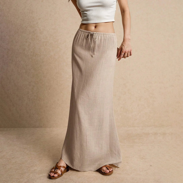 Summer Vacation Women's Summer Maxi Skirt Drawstring Low Waist A Line Casual Skirts Bodycon Long Skirt Beach Women's clothing