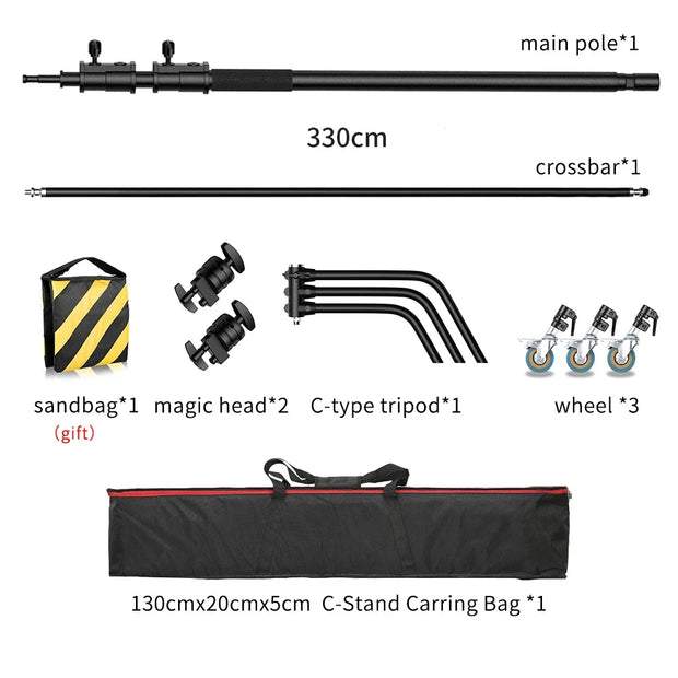 2.6M/8.5FT Stainless Steel Century Foldable Light Stand Tripod