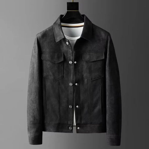 Men Urban Jacket 2024 Autumn Oversize Casual Jackets High Street Pockets Laper Zipper Suede Thick Coat Loose Mens Windbreaker