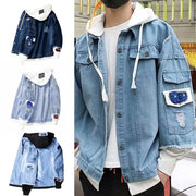 Men Coat Stylish Super Soft Denim Jacket Relaxed Fit Single Breasted Outerwear Coat for Riding