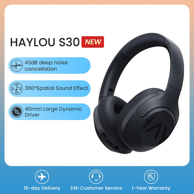 HAYLOU S30 Wireless Bluetooth 5.4 Headphones