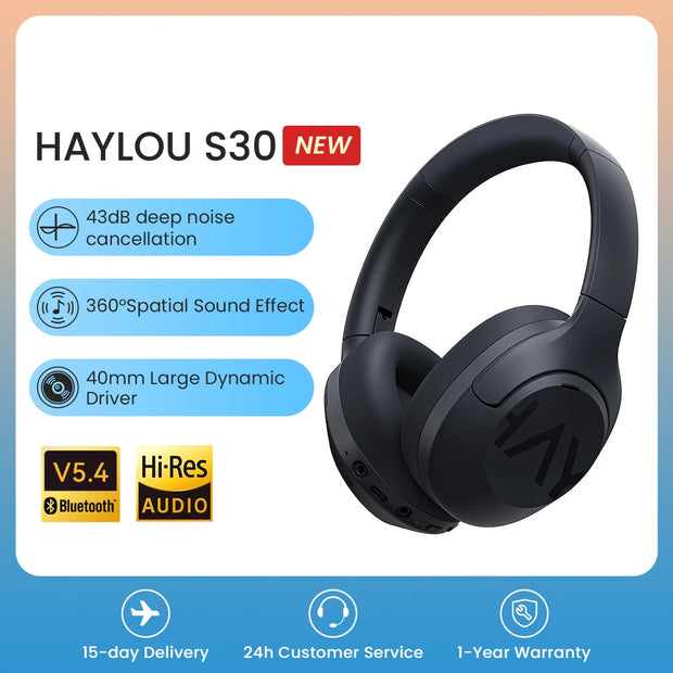 HAYLOU S30 Wireless Bluetooth 5.4 Headphones