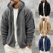 2025 Men's Casual Double-sided Plush Warm Jacket Autumn Winter Thick Wool Coats Solid Hooded Fleece Hoodies Loose Men Clothing