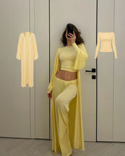 Women's clothing 2025 New summer new casual long cardigan long sleeve top high waist trousers fashion suit for club clothing