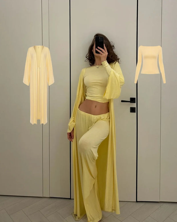 Women's clothing 2025 New summer new casual long cardigan long sleeve top high waist trousers fashion suit for club clothing