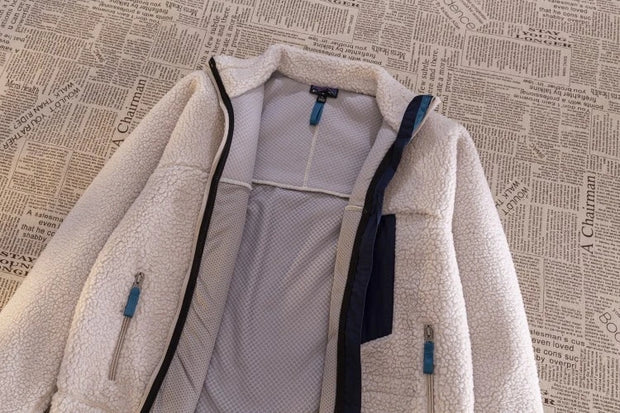 Motorcycle Outdoor Wool Jacket Men Women Double Sided Thick Plush Rider Ride Suit Lambing Wool Windproof Warm Fashionable Jacket