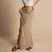 Summer Vacation Women's Summer Maxi Skirt Drawstring Low Waist A Line Casual Skirts Bodycon Long Skirt Beach Women's clothing