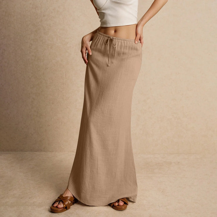 Summer Vacation Women's Summer Maxi Skirt Drawstring Low Waist A Line Casual Skirts Bodycon Long Skirt Beach Women's clothing