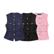Spring Vest Jackets Women's 2025 New Jacket Coat Fashion Slim Belt O-neck Street Joker Youth Coat Vest