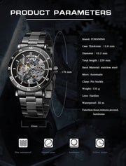 Forsining Official Automatic Mechanical Skeleton Watch Men Stainless Steel Skeleton Luminous Hands Military Business Waterproof