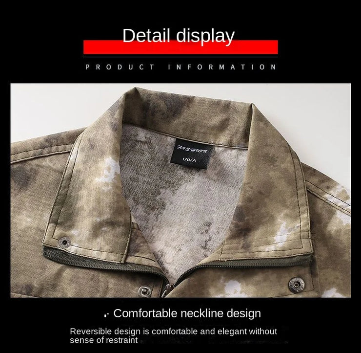 Men Clothing Two Pieces Set 2023 Training Two-piece Sweat-shirt Cargo Pants Man Apparel Heavy Jackets Labor Work Camouflage Suit