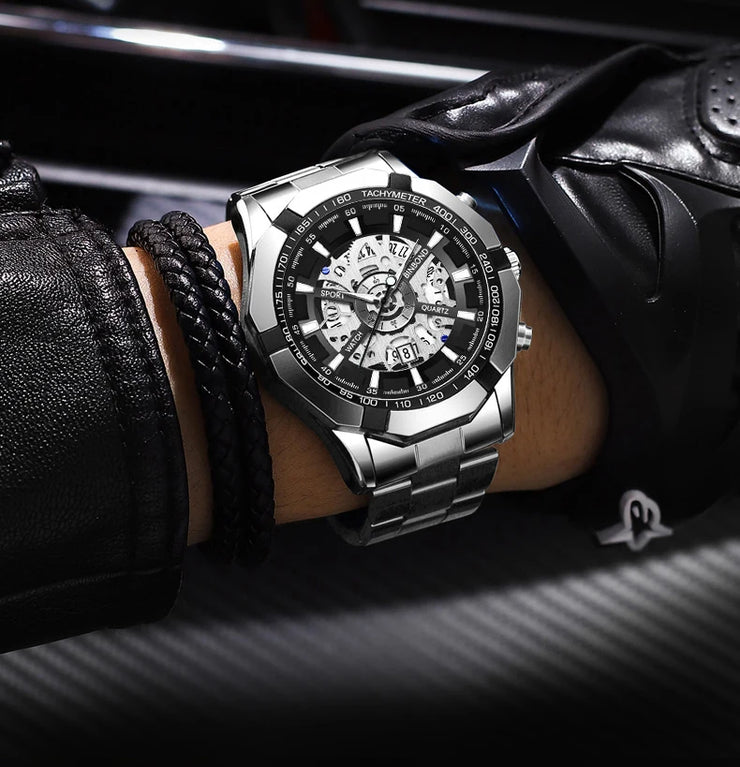 BINBONG Business Men's Watches Waterproof Calendar Luminous Fashion Quartz Watch For Man Stainless Steel Male Clock Reloj Hombre