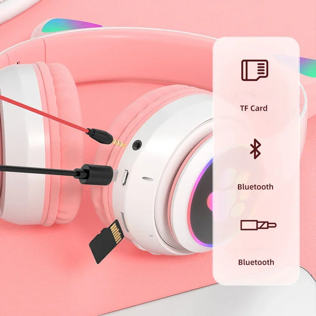 New Flash Lamp Cute Cat Ears Headphone