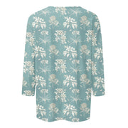2024 Women Summer Tops Comfortable T Shirt Fashion Flower Print Round Neck 3/4 Sleeve Tops Soft Versatile Pullover Ropa De Mujer
