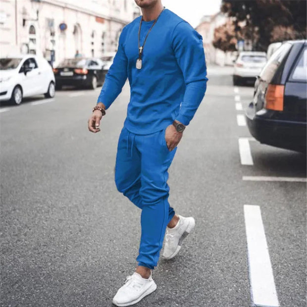 Men's Sets Casual Tracksuit Men Long Sleeve O-Neck T Shirts+Sport Long Pants Suit Casual Men Clothing Mens Joggers Sets Summer