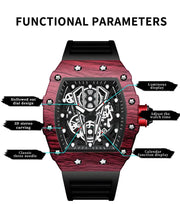 BINBOND Brand Men Watch Domineering Barrel Watch Curved Mirror Hollow Surface Sports Men Watch Silicone Quartz Wristwatch B8577