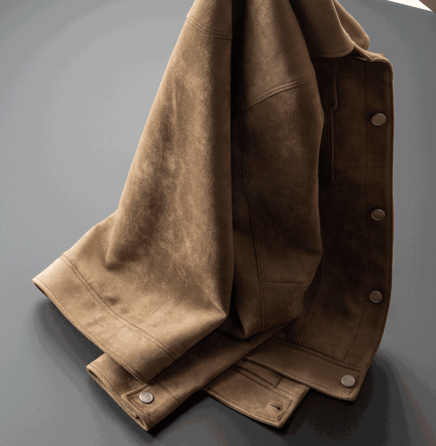 New Spring Autumn Casual Jackets Men Turn Down Collar Slim Fit England Style Deerskin Fleece Jacket Male Vintage Outwear Coats