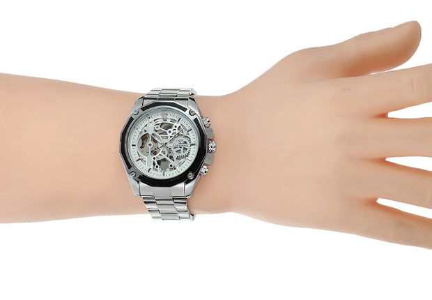 2024 Stainless Steel Skeleton Mechanical Watch Male Automatic Movement Man Wrist Watches Waterproof High End Luxury reloj hombre