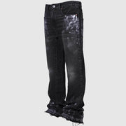 Jeans Men Vintage Straight Pants Mid Waist Stretch Distressed Washed Pockets Button Basics Trousers 2025 Streetwear Denims