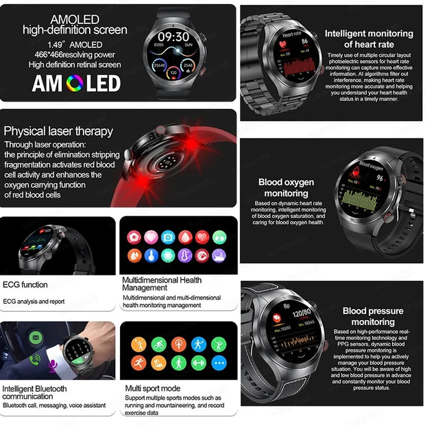 2025 New Laser Therapy ECG+PPG Smartwatch