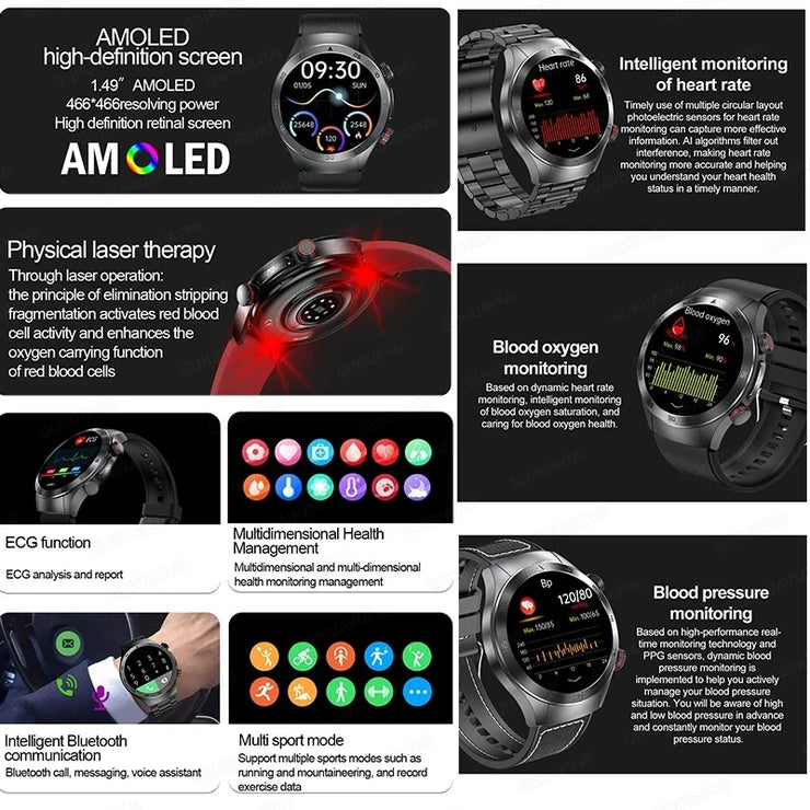 2025 New Laser Therapy ECG+PPG Smartwatch