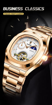 LIGE Classic Retro Men Watch Fashion Business Men's Mechanical Wristwatches Top Brand Luxury Waterproof Automatic Watch For Men
