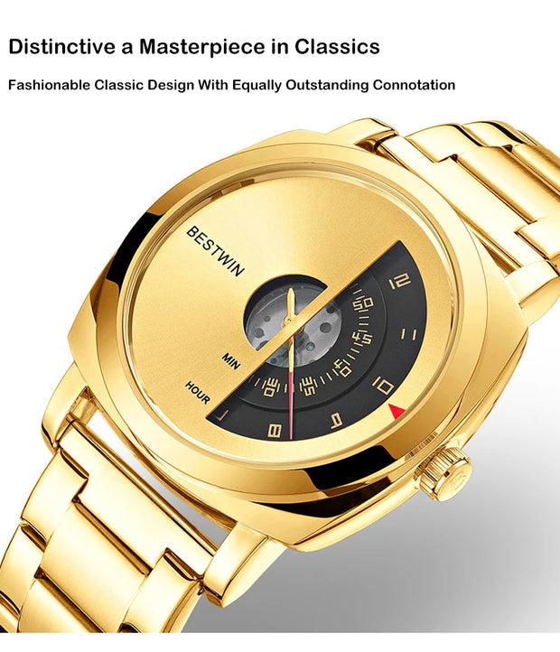 UTHAI Men's Quartz Watch Fashion Leisure Business Watch Waterproof Personalized Pointer Alloy Steel Band Watch