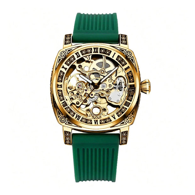 A High-end MEN'S Gold Carved Hollow Fashionable Retro Luminous Business and Leisure Fully Automatic Mechanical Watch