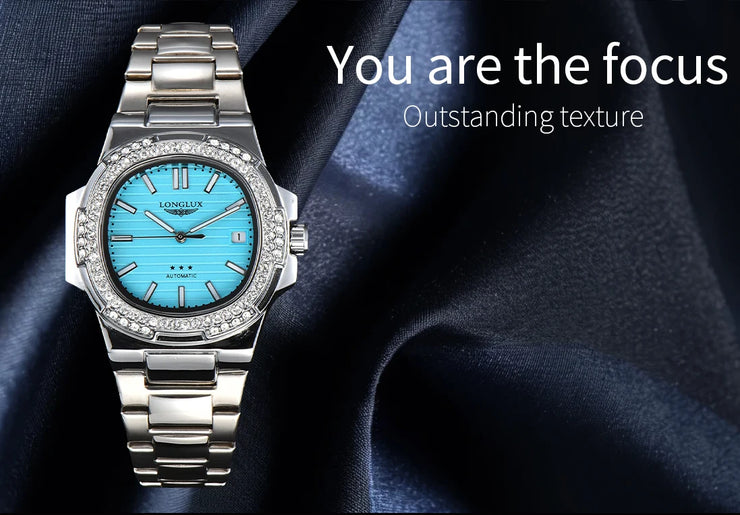 LONGLUX automatic man watch diamond watch luxury stainless steel wholesale mechanical watches day date waterproof man watch