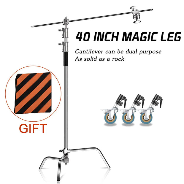 2.6M/8.5FT Stainless Steel Century Foldable Light Stand Tripod