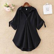 Chic Plus Size Tops For Women Summer Tunic 2023 Fashion Solid Casual Blouse Women White Ladies Top Loose Shirts camisa mujer
