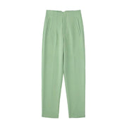 TRAFZA Women Elegant Solid Pencil Pants High Waist Pant For Women Casual Streetwear Woman Trousers Office Wear Chic Pant