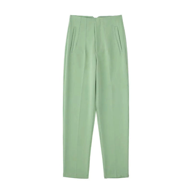 TRAFZA Women Elegant Solid Pencil Pants High Waist Pant For Women Casual Streetwear Woman Trousers Office Wear Chic Pant