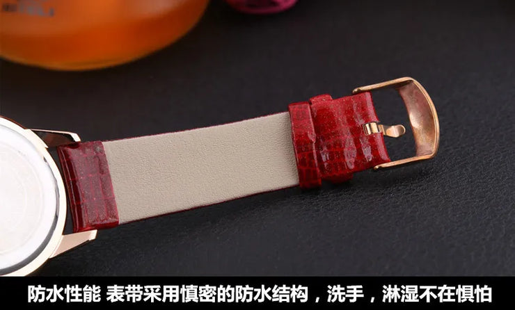 Korean Ladies Watch Colorful Rhinestones Dashi Dial Quartz Watch Casual Leather Ladies Clock Gift Relogio Feminino