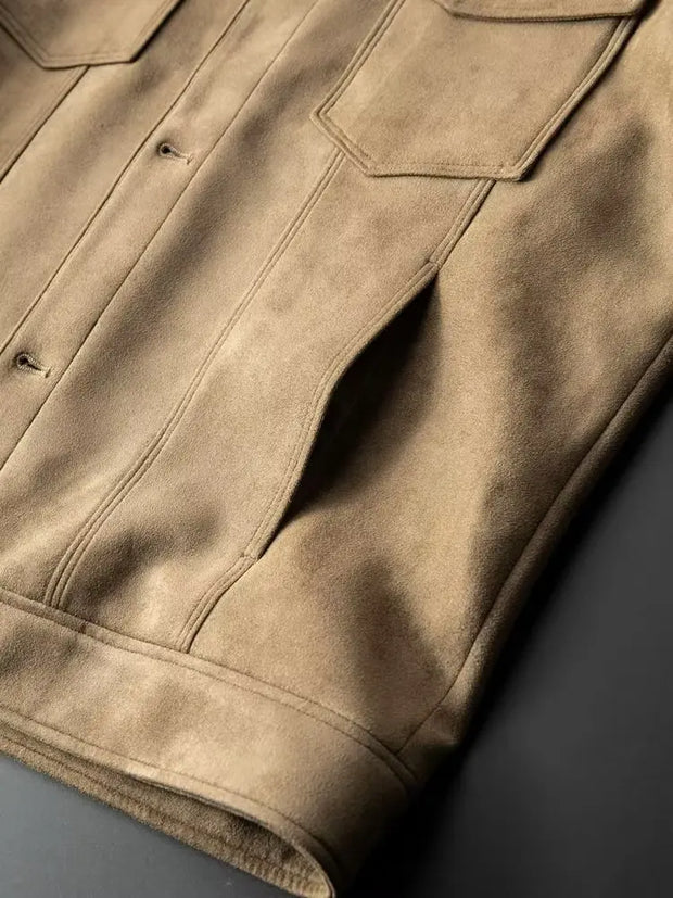 New Spring Autumn Casual Jackets Men Turn Down Collar Slim Fit England Style Deerskin Fleece Jacket Male Vintage Outwear Coats