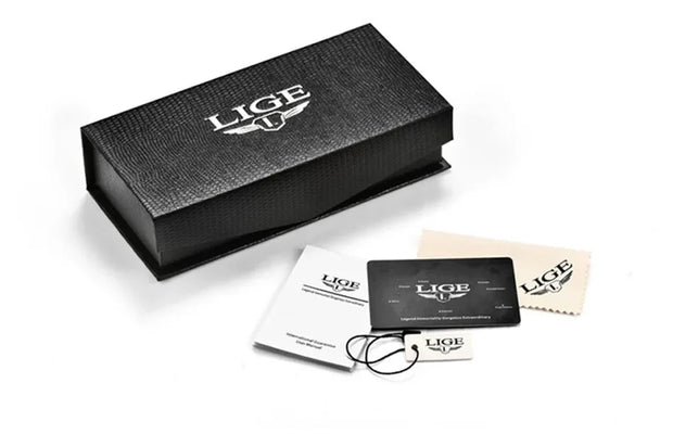 LIGE Mens Watches Top Brand Luxury Square Silicone Watch For Men Fashion Military Quartz Waterproof Chronograph Montre Homme