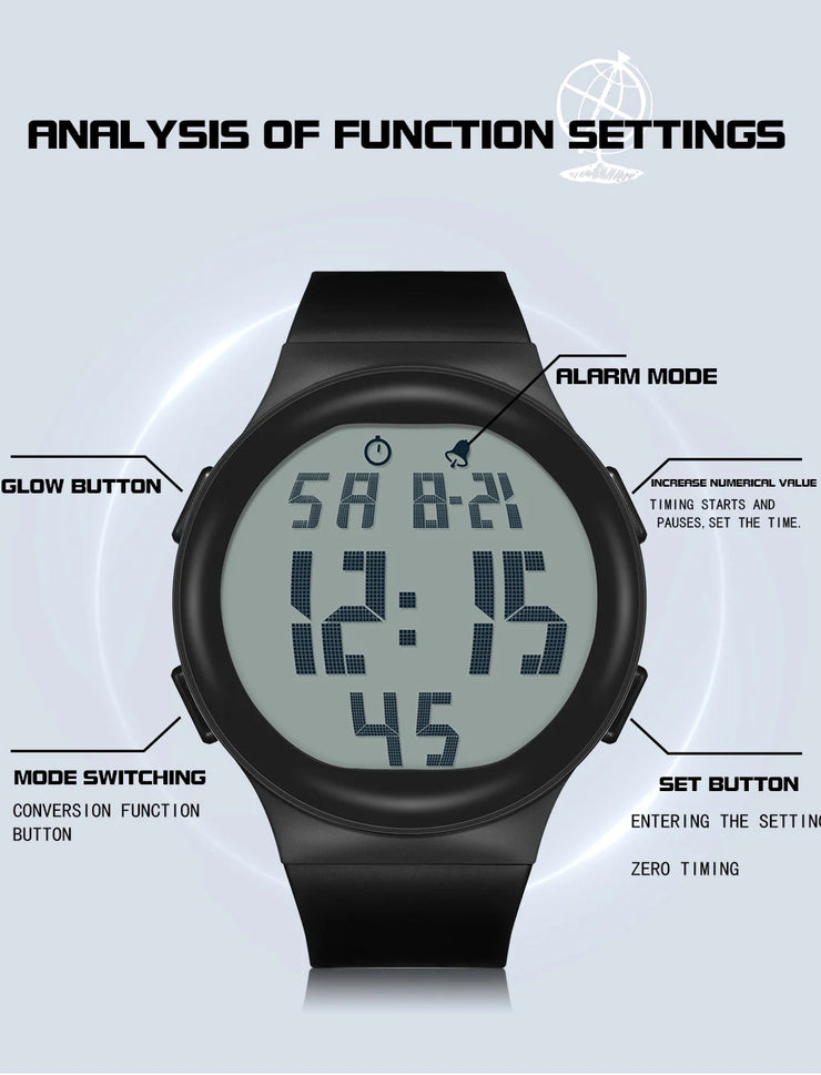 Men Fashion Countdown Waterproof LED Digital Military Wristwatches