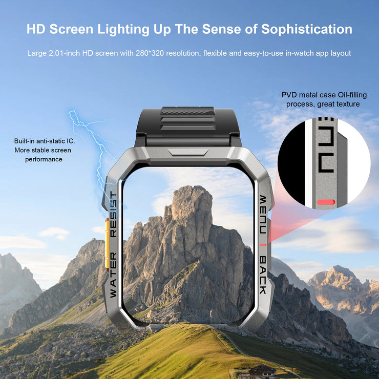 New 2.01'' HD Display TFT Rugged Smart Watch