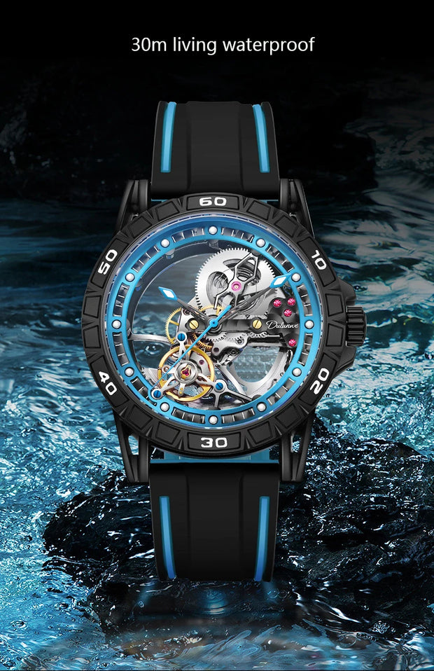 Men's Casual Mechanical Watch Automatic Luxury Brand New Sport Watches Man Hollow Out Fashion Waterproof Business Luminous Clock