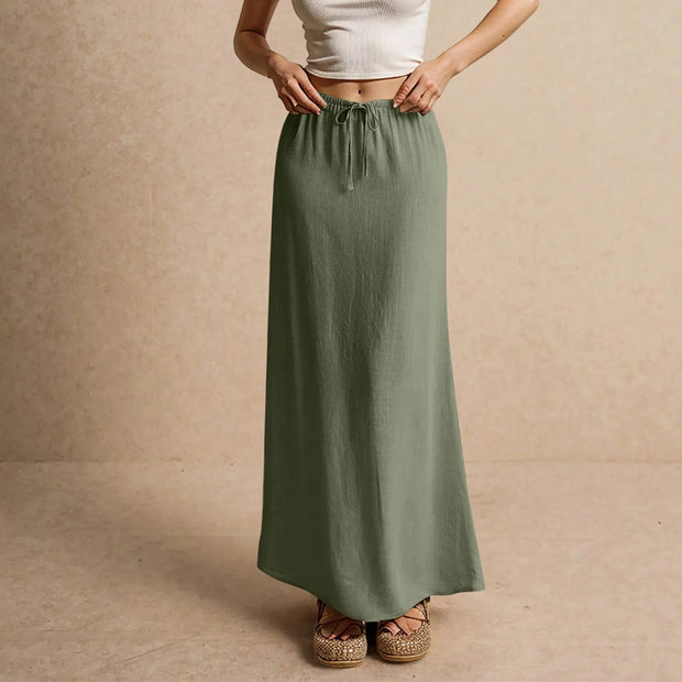 Summer Vacation Women's Summer Maxi Skirt Drawstring Low Waist A Line Casual Skirts Bodycon Long Skirt Beach Women's clothing