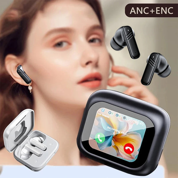 Full In Touch Screen Headphone  Wireless InEar ENC Earbuds Bluetooth5.4 ANC E18 Pro Noise Cancelling Earphone With Mic New
