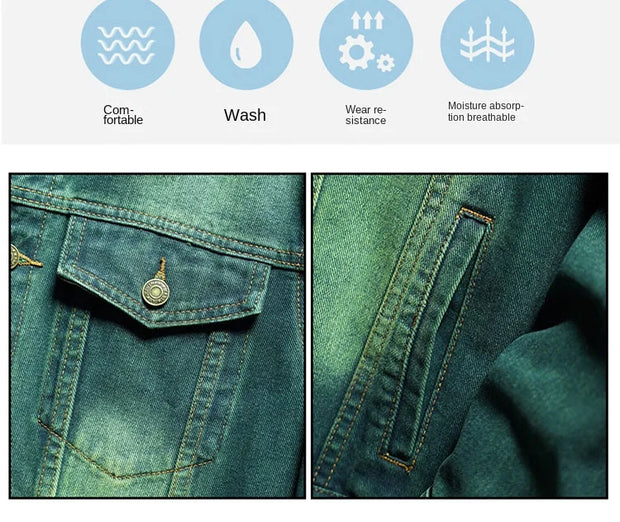 Fashion high-end American casual MEN'S denim jacket High Street trendy brand retro loose large-sized washing workwear top