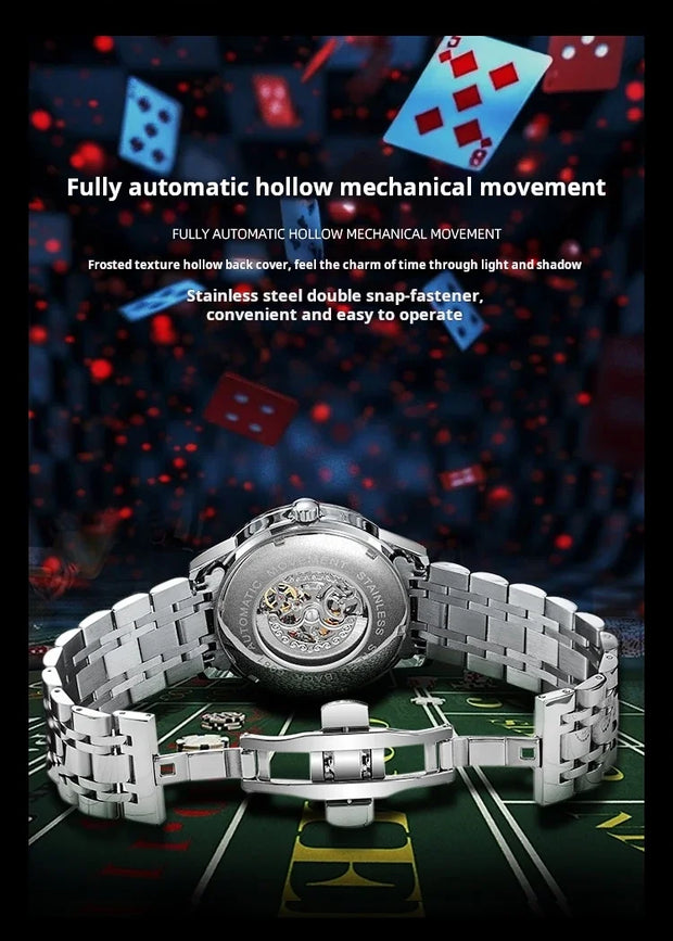 Men Mechanical Watch Automatic Luxury Gambling Rotating Plate Dial Wristwatch Man Casual Waterproof Luminous Clock Reloj Hombre