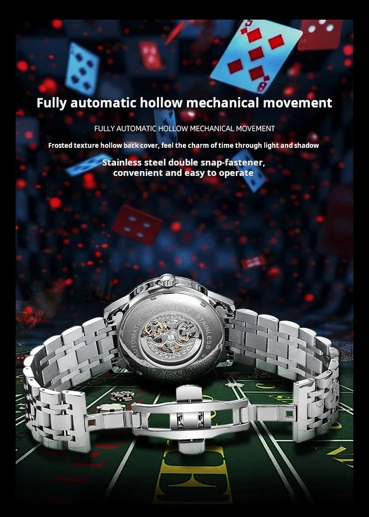 Men Mechanical Watch Automatic Luxury Gambling Rotating Plate Dial Wristwatch Man Casual Waterproof Luminous Clock Reloj Hombre