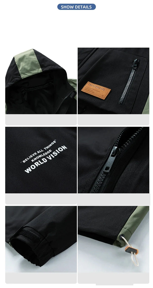 Men Jacket Hoodie Loose Outerwear Hiking Sportswear Mens Casual Breathable Jackets Male Windbreaker Plus Size L-9XL Men Clothing