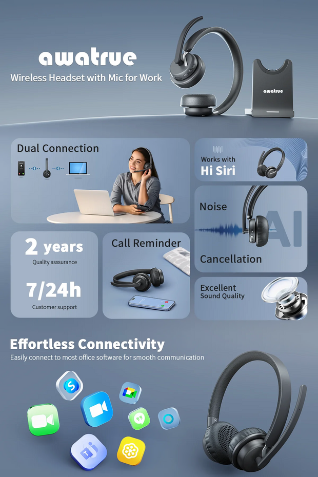 EH11 Wireless Bluetooth 5.3 Headset