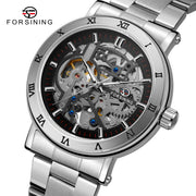 Forsining Official Automatic Mechanical Skeleton Watch Men Stainless Steel Skeleton Luminous Hands Military Business Waterproof