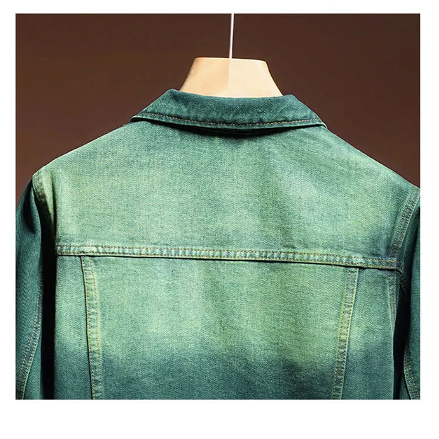 Fashion high-end American casual MEN'S denim jacket High Street trendy brand retro loose large-sized washing workwear top