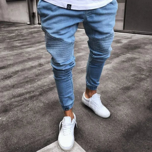 Denim Pencil Pants Men Vintage Washed Jeans High Waist Pockets Zipper Fly Basics Ankle Length Trousers 2025 Casual Long Denims